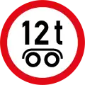 Vehicles exceeding 12 tonnes on a tandem axle / bogie axle prohibited