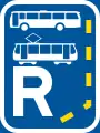 Start of a reserved lane for buses and trams