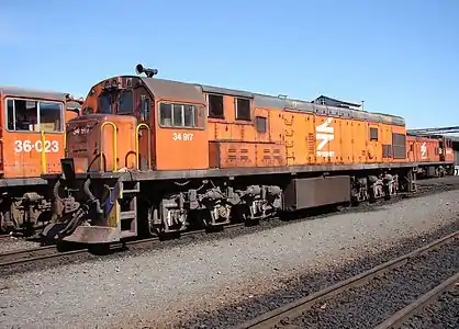 No. 34–917 at Bellville, Cape Town, Western Cape, in Spoornet orange livery, 25 October 2007