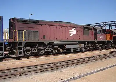 No. 35-218 in Spoornet maroon livery, Beaconsfield, Kimberley, 25 August 2007