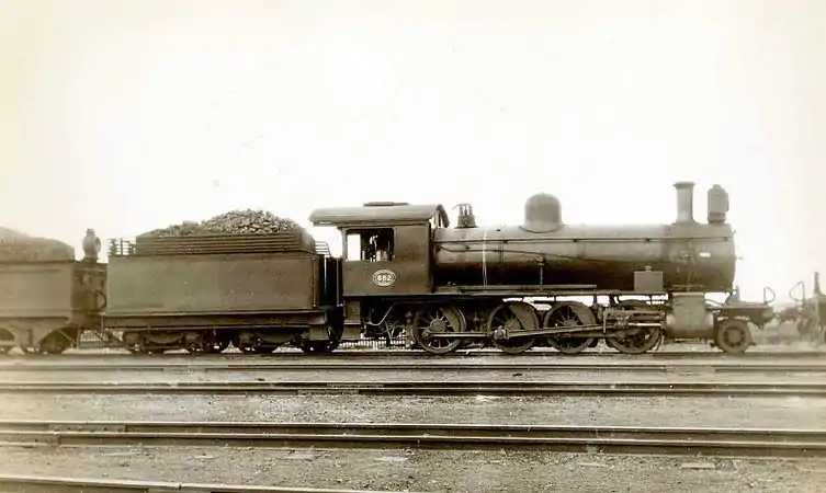 Ex CGR 8th Class 2-8-0 no. 751, reclassified and renumbered to SAR Class 8X no. 882, c. 1930