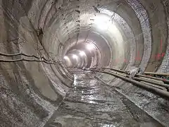 A newly built, round subway tunnel without any infrastructure or track, being built as part of the Second Avenue Subway