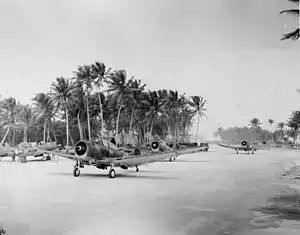 Douglas SBD Dauntlesss with VMSB-231 at Majuro in 1944