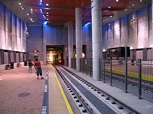 The platforms at San Diego State University Transit Center