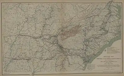 Map 1:Sherman's advance: Tennessee, Georgia and Carolinas (1863–65).