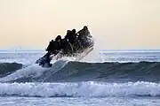 SQT students navigate the surf off the coast of NAB Coronado during a maritime operations training exercise.