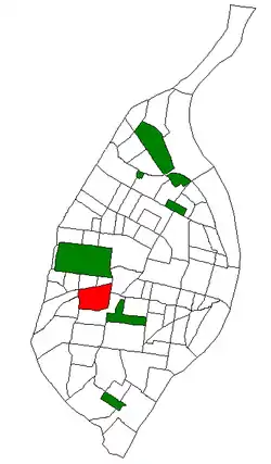 Location (red) of The Hill within St. Louis