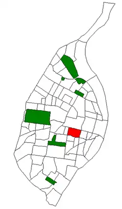 Location (red) of the Gate District within St. Louis