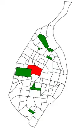 Location (red) of the Central West End within St. Louis