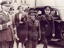 Sabiha Gökçen with Turkish and foreign officers