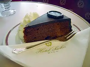 Chocolate. A sachertorte in a Vienna cafe.