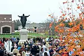 Sculpture of Sacred Heart of Jesus. Monument at Benedictine College, Atchison