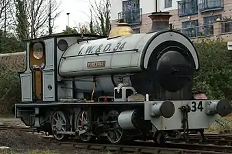 A typical curved-shaped saddle tank, covering both firebox and smokebox