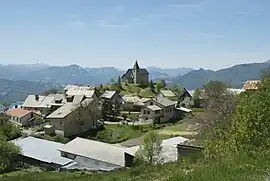 A general view of Saint-Apollinaire with the church and surrounding buildings