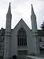 The extended pinnacles to the west of the cathedral.