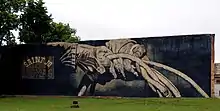 Texas cattlemen mural at Saint Jo, Texas hoedown square