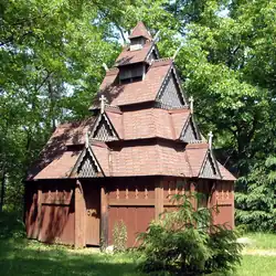 Saint Swithuns Church, a replica stave church in the township