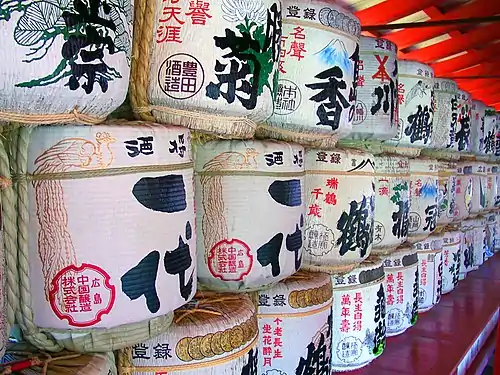 Sake barrels at Itsukushima Shrine