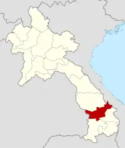 Map showing location of Salavan province in Laos