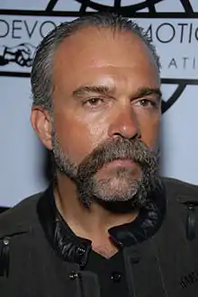 Sam Childers arriving at a book signing ofAnother Man's War