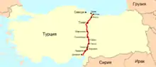 Location of Samsun–Ceyhan pipeline