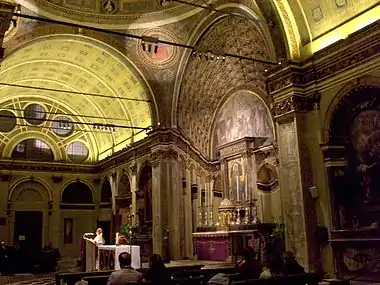 Bramante's perspective illusion choir viewed from the west transept.