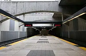 The platform at San Bruno station, 2015