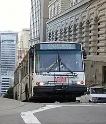 Image 169A San Francisco Muni trolleybus (ETI 14TrSF) climbing Nob Hill (from Trolleybus)