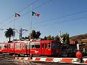 A trolley at San Ysidro Transit Center