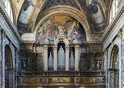 Inside facade with organ