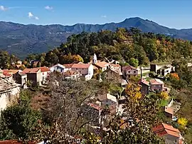 A view of the village, with the villages of Erbajolo (left) and Altiani (right) in the background