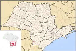 The location of Bom Sucesso de Itararé as shown within the map of the State of São Paulo