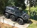 Police Tactical Unit specialised first generation of armoured personnel carrier, Saracen. Now parked at the Police Tactical Unit Base's gates for exhibition.