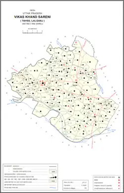 Map showing Gonda (#727) in Sareni CD block