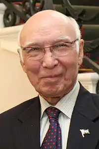 Sartaj Aziz is a Pakistani economist and a strategist who serves as the Minister for Foreign Affairs.