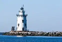 A photograph of the Saybrook Breakwater Light