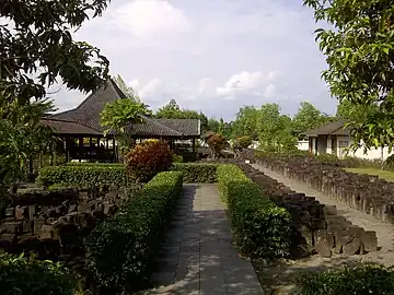 The scattered balustrade parts of Borobudur Temple at Karmawibhangga Museum. People still can't located its original position.