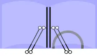 Fig. 6: Pantograph system, used on some buses (e.g. Mercedes-Benz O305), some school buses, some trolleybuses (e.g. Ikarus 415T and ZiU-9), some trains (e.g. IE 29000 Class) and the Kenworth T600 as well as the rear wiper for the Honda CR-X Si and the Porsche 928 and for the driver's side of the Triumph TR7