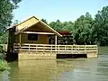 A ship mill replica on the Mur River at Mursko Središće, Croatia.