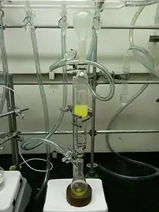 A yellow suspension is filtered through a sintered-glass funnel into another Schlenk flask under air-free conditions