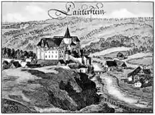 Lauterstein castle in 1629, after a drawing by Dillich