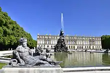 Formal garden with fountains to the west of the New Palace