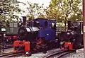 Two working narrow-gauge steam locomotives.