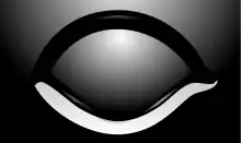 Gray, eye-shaped first-edition Dark Eye logo