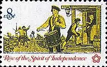 Patriots acknowledging the spirit of independence by honoring the drummer who marched into battle or the drum as an instrument to alert neighbors of British Redcoats