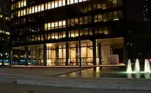 View from Park Avenue into the lobby at night