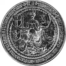 Seal of Sigismund Kęstutaitis with Vytis (Waykimas) in his left hand, 15th century