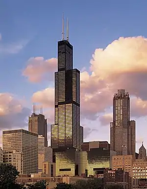 Image 3The Willis Tower (formerly the Sears Tower), the world's tallest building from 1973 to 2004. The tower's innovative bundled tube structure was designed by Bruce Graham and Fazlur Khan. Photo credit: Soakologist (from Portal:Illinois/Selected picture)