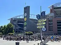 Eras Tour concertgoers gather outside Lumen Field