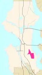 Map of Columbia City's location in Seattle